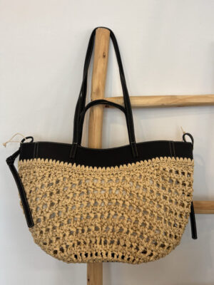 Bolso Shopper efecto rafia negro