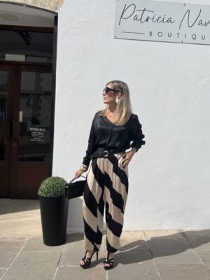 Pantalón Corsini negro y taupe
